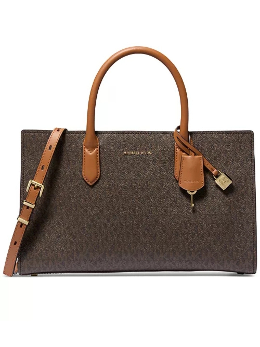 Michael Kors Brown and Tan Logo Satchel Bag